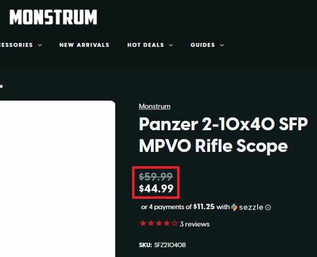 Monstrum Tactical 15% off offer